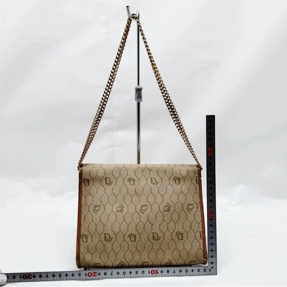 Vintage Christian Dior Beige and Brown Chain Shoulder Bag - Picture 2 of 9